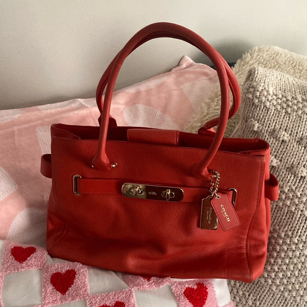 Coach Swagger Red Leather Satchel EUC